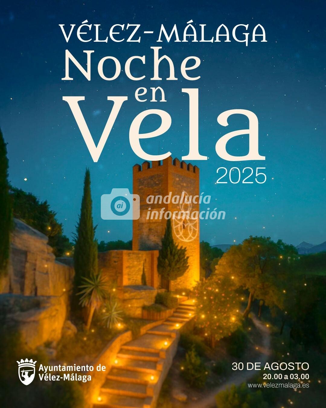 Cartel de la Noche en Vela de 2025 de Vélez-Málaga.